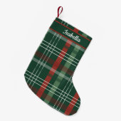 Red & Green Buffalo Plaid Personalized  スモールクリスマスストッキング (正面 (吊り時))