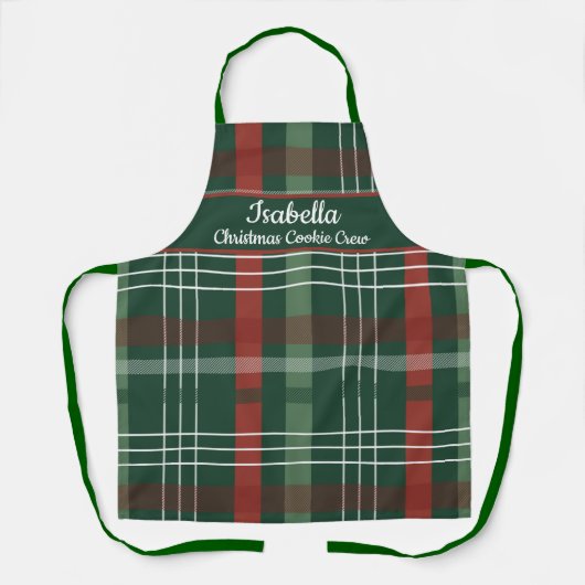 Red Green Buffalo Plaid Personalized Christmas  エプロン (正面)