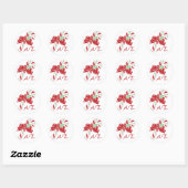 Red Green Candy Cane Christmas Monogram Sticker ラウンドシール (シート)