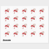 Red Green Candy Cane Christmas Sticker ラウンドシール (シート)