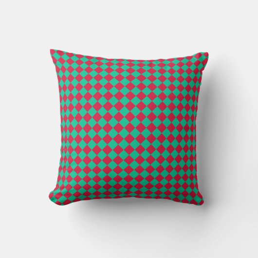 Red Green Checker Diamond Pattern クッション (正面)