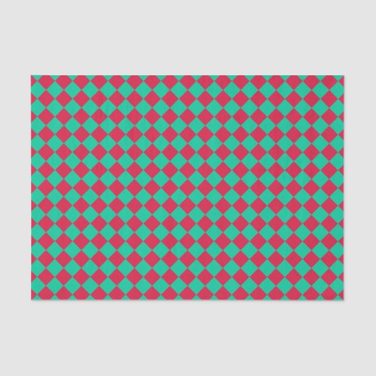 Red Green Checker Diamond Pattern 薄葉紙 (正面)
