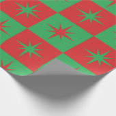 Red green checkered retro Christmas  starbursts  ラッピングペーパー (角)