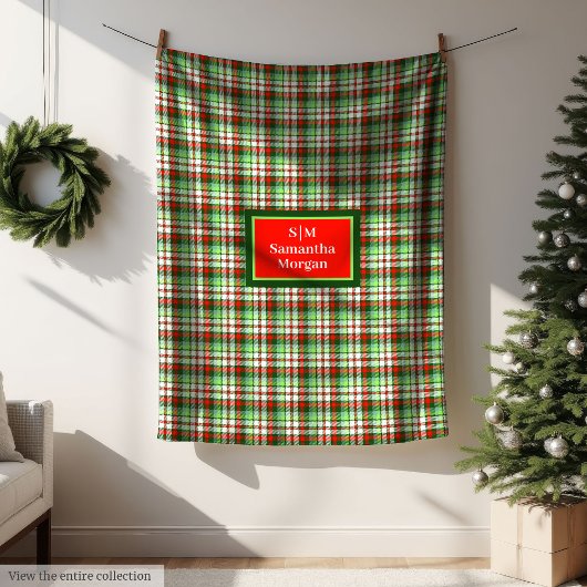 Red Green Christmas Blanket Modern Cozy Style フリースブランケット