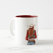Red Green Christmas Cowgirl ツートーンマグカップ (正面左)