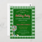Red & Green Christmas Holiday Party  ポストカード (正面/裏面)