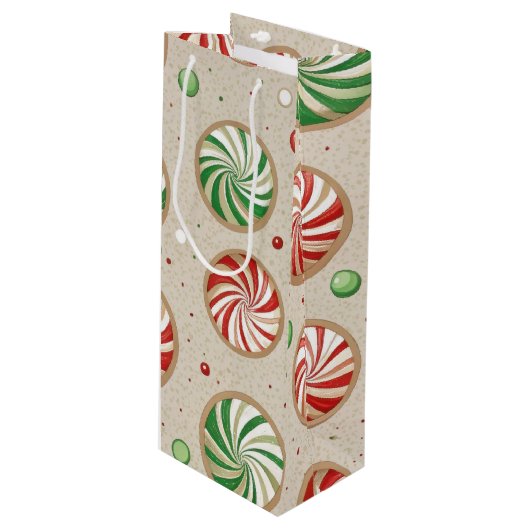 RED & GREEN CHRISTMAS MINT CANDIES ワインギフトバッグ (正面アングル)