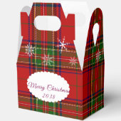 Red & Green Christmas Plaid Lace Snowflakes フェイバーボックス (見開き)