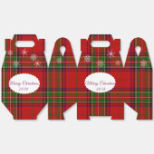 Red & Green Christmas Plaid Lace Snowflakes フェイバーボックス (見開き)