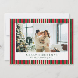 Red Green Christmas Plaid Photo Holiday Card  シーズンカード