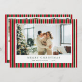 Red Green Christmas Plaid Photo Holiday Card  シーズンカード (正面/裏面)