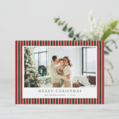 Red Green Christmas Plaid Photo Holiday Card  シーズンカード (スタンド正面)