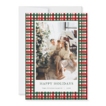 Red Green Christmas Plaid Photo Holiday Card