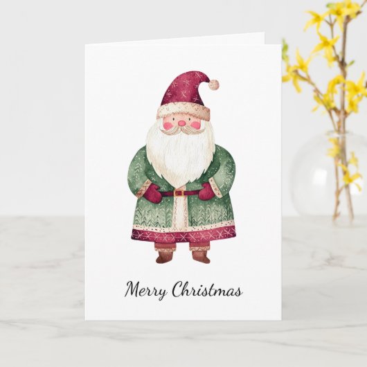 Red Green Christmas Santa Claus カード (黄色い花)