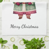Red Green Christmas Santa Claus キッチンタオル (折り畳み)