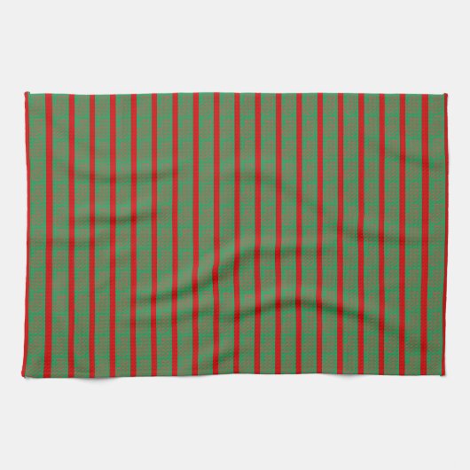 Red Green Christmas Stocking on Green Red キッチンタオル (横)