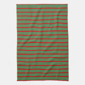 Red Green Christmas Stocking on Green Red キッチンタオル (縦)