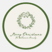 Red & Green Christmas Tree  ラウンドシール (正面)