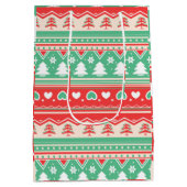 Red & Green Christmas Tree Love - Festive Holiday ミディアムペーパーバッグ (裏面)