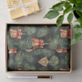 Red Green Christmas Trees Gold Ornaments 薄葉紙 (ギフト)