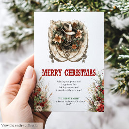 Red green cowboy Christmas greeting card design シーズンカード