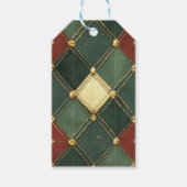 RED GREEN CREAM GOLD HOLIDAY DIAMOND PATTERN ギフトタグ (正面)