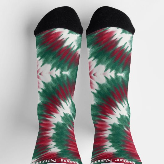 Red & green | Custom Name ソックス (上部)