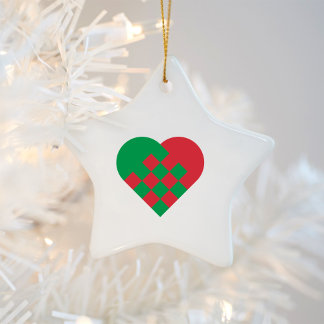 Red Green Danish Heart セラミックオーナメント