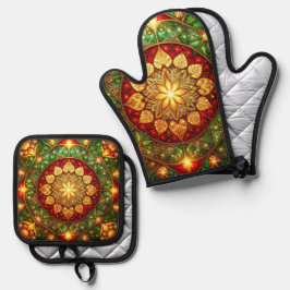 Red Green Decorative 鍋つかみ&鍋敷きセット