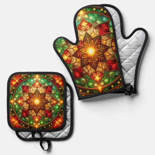 Red Green Decorative 鍋つかみ&鍋敷きセット (正面/裏面)