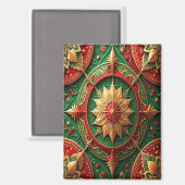 Red Green Decorative Christmas Holiday Magnet マグネット (正面/裏面)