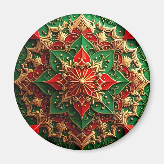 Red Green Decorative Christmas Holiday Magnet マグネット (正面)