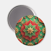 Red Green Decorative Christmas Holiday Magnet マグネット (正面/裏面)