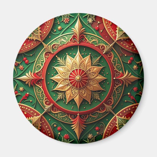 Red Green Decorative Christmas Holiday Magnet マグネット (正面)