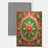 Red Green Decorative Christmas Holiday Magnet マグネット (正面/裏面)