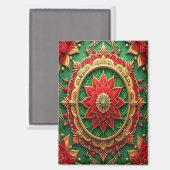 Red Green Decorative Christmas Holiday Magnet マグネット (正面/裏面)