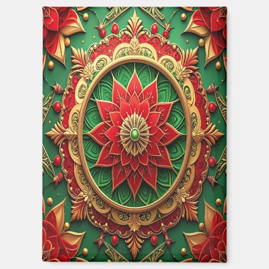 Red Green Decorative Christmas Holiday Magnet マグネット (正面)