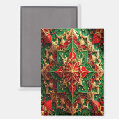 Red Green Decorative Christmas Holiday Magnet マグネット (正面/裏面)