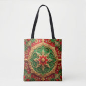 Red Green Decorative Christmas Holiday Tote Bag トートバッグ (正面)