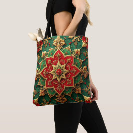 Red Green Decorative Christmas Holiday Tote Bag トートバッグ