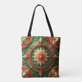 Red Green Decorative Christmas Holiday Tote Bag トートバッグ (裏面)