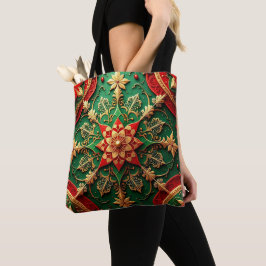 Red Green Decorative Christmas Holiday Tote Bag トートバッグ