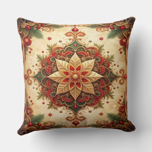 Red Green Decorative Christmas Throw Pillow クッション (裏面)
