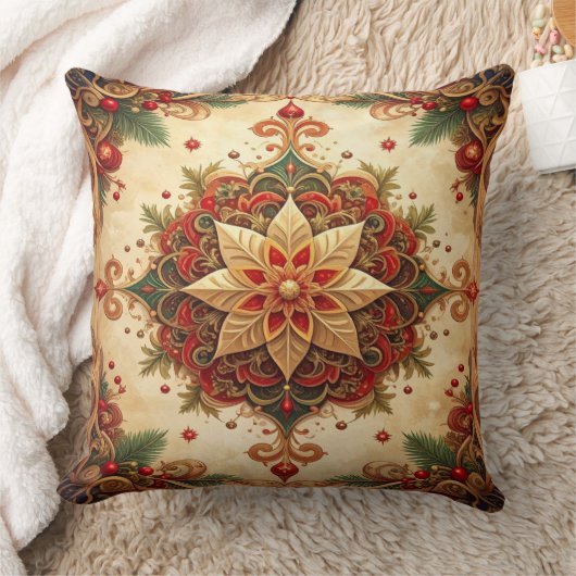 Red Green Decorative Christmas Throw Pillow クッション (ブランケット)