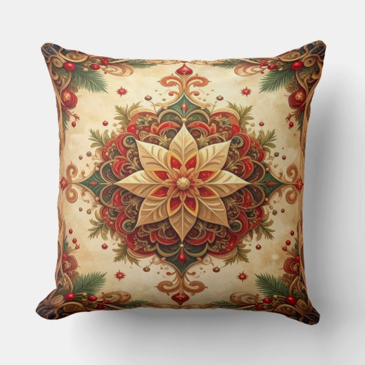 Red Green Decorative Christmas Throw Pillow クッション (正面)