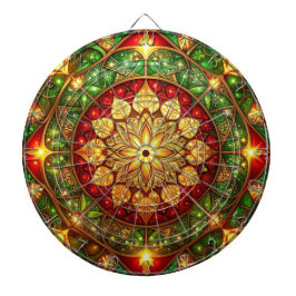 Red Green Decorative Floral Dartboard ダーツボード