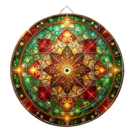 Red Green Decorative Floral Dartboard ダーツボード