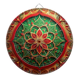 Red Green Decorative Floral Dartboard ダーツボード