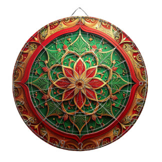 Red Green Decorative Floral Dartboard ダーツボード