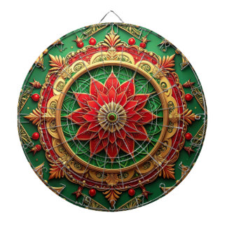 Red Green Decorative Floral Dartboard ダーツボード